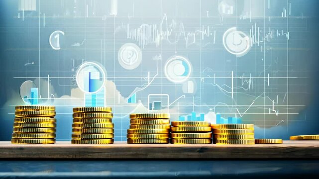 Stacks of coins illuminated with soft light on a wooden surface showcasing wealth accumulation