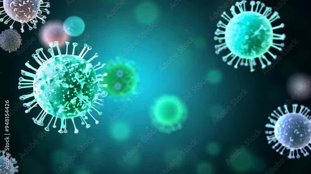 Poster close up view of virus cells highlighting their structure and behavior in a laboratory setting