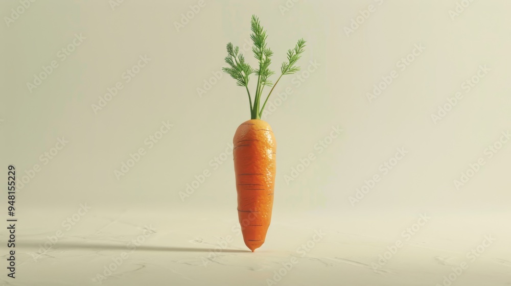 Poster single carrot with green top isolated on a clean background