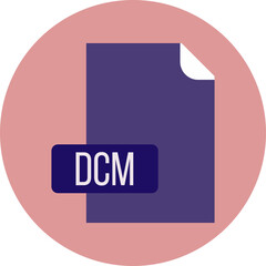 DCM File format icon rounded circle BG