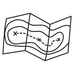 maps paper doodle icon transparent background