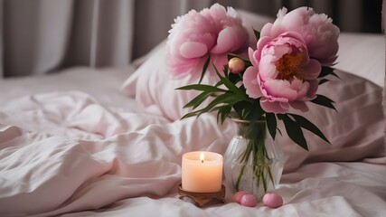 peony on the bed