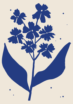 Hand drawn linocut floral. Trendy vector illustration.