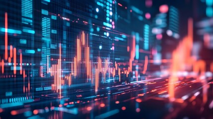 Cutting-Edge Digital Trading Interface with Glowing Financial Data Visualizations