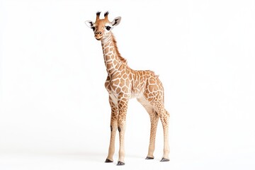 Obraz premium Baby Giraffe on White Background