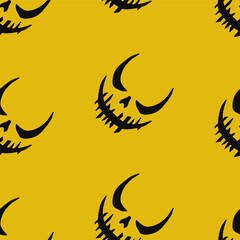 Seamless vector Halloween pattern with Jack smile. Simple doodle style. Isolated background.