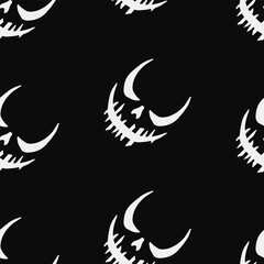 Seamless vector Halloween pattern with Jack smile. Simple doodle style. Isolated background.