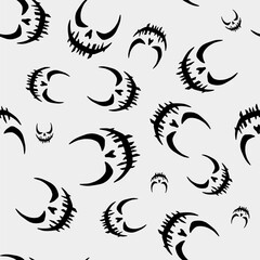 Obraz premium Seamless vector Halloween pattern with Jack smile. Simple doodle style. Isolated background.