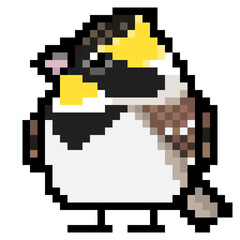 Fototapeta premium ドット絵, アニマルイラスト, ミヤマホオジロのオス