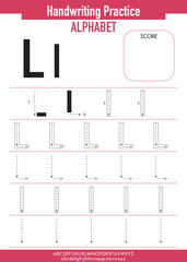 Alphabet Tracing Practice with Uppercase and Lowercase letter L