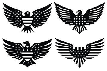 USA Eagle Flag silhouette vector illustration