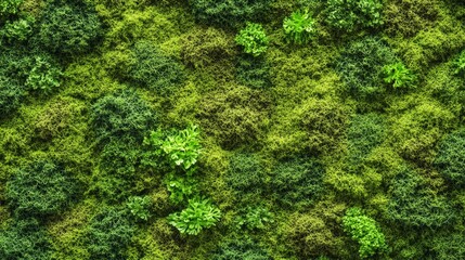 Seamless pattern of lush artificial moss for graphic design with a rich green texture