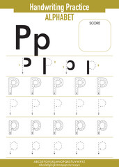 Alphabet Tracing Practice with Uppercase and Lowercase letter P