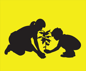 black shadow planting a tree 