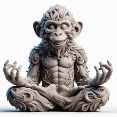 monkey in meditation isolated