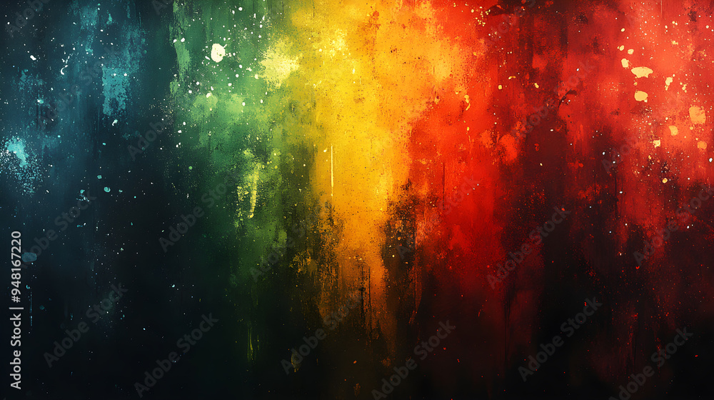 Canvas Prints abstract grunge background with emphasis on reggae colors.