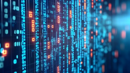 Algorithmic and Data-Driven Trading Concept with Binary Code Merging into Market Chart