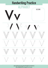Alphabet Tracing Practice with Uppercase and Lowercase letter V