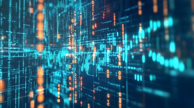 Algorithmic Trading Concept with Binary Codes and Market Chart
