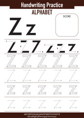 Alphabet Tracing Practice with Uppercase and Lowercase letter Z