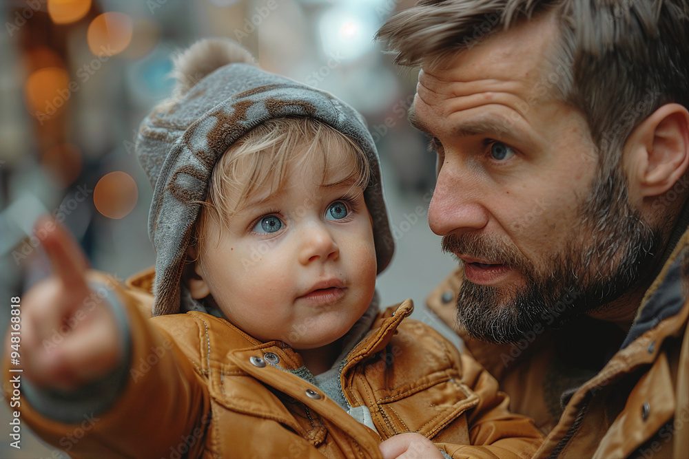Poster image of happy parent and child created with generative ai