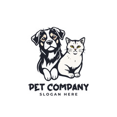 Vector Pet Shop Logo Design Template. Pet company logo. Dog and cat animal pet logo design inspiration