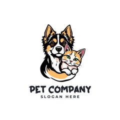 Vector Pet Shop Logo Design Template. Pet company logo. Dog and cat animal pet logo design inspiration