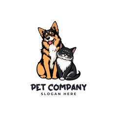 Vector Pet Shop Logo Design Template. Pet company logo. Dog and cat animal pet logo design inspiration