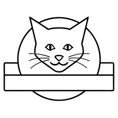 Stylized Cat Bar Logo - Vector Art Illustration