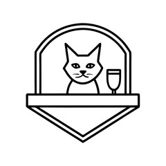 Fototapeta premium Stylized Cat Bar Logo - Vector Art Illustration
