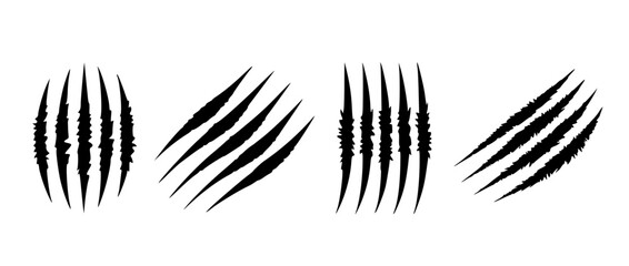 animal claw scratch marks on white background. scar or scratch icons for wilderness, animal attack, wild animal, warning, danger etc message 