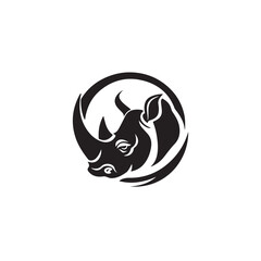 Black and White Rhino Logo Design Vector Art with Transparent Background for Wildlife Branding