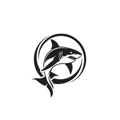  Shark Logo Design Circular Vector Illustration for Branding with Ocean Theme.