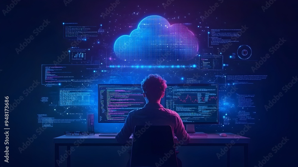 Poster full stack developer integrates cloud based solutions for software development