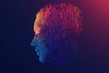 Abstract profile portrait made of colorful lines.