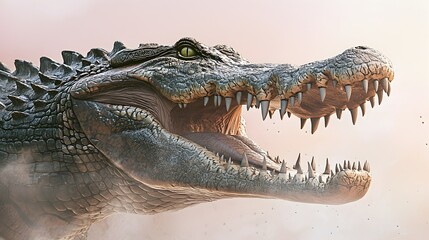 Obraz premium Powerful Crocodile Predator in Soft Pastel Background