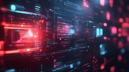 Fototapeta premium Futuristic 3D Web Components Floating in Virtual Space Innovative Web Design Concept Cutting Edge UI Elements