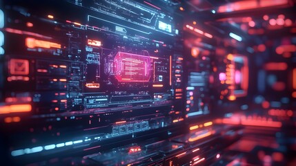 Futuristic 3D Web Components Floating in Virtual Space Innovative Web Design Concept