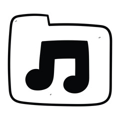 Hand drawn doodle icon music folder icon on white background.