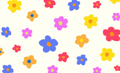 Hand drawn flower. Colorful flower Seamless pattern with floral for fabric, textile, wallpaper, clothing. Abstract floral background. vector illustration