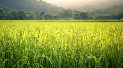 Green Rice Paddy Field
