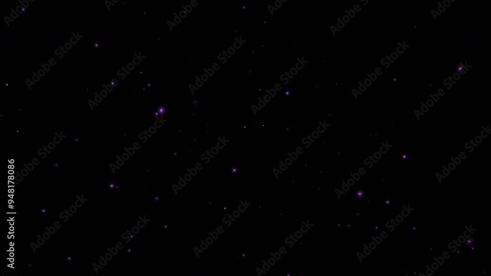 Poster abstract animation loop glow pink stars particles flow on black background. 4k 3d seamless looping g