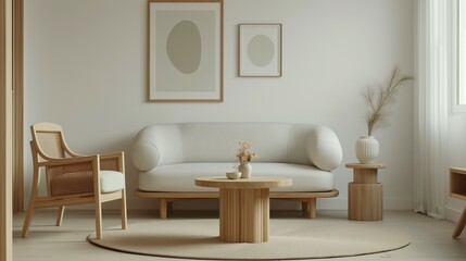 Cozy modern home room interior with sofa and chair