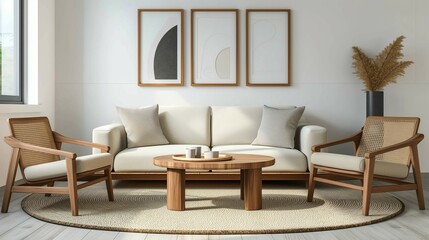 Cozy modern home room interior with sofa and chair