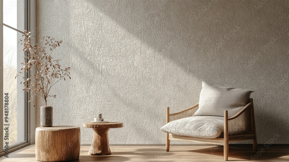 Poster subtle, textured wallpaper in soft, neutral tones, perfect for adding depth and interest to a minima