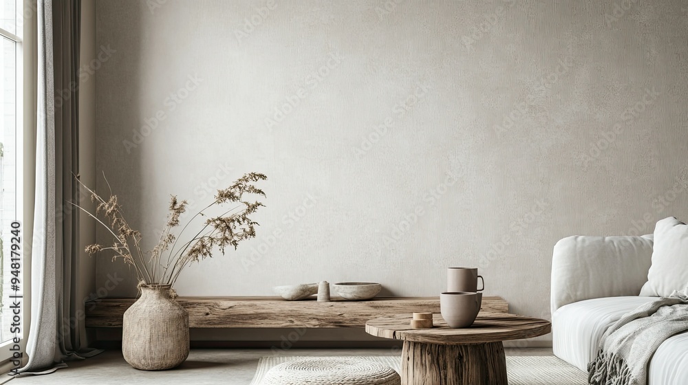Poster subtle, textured wallpaper in soft, neutral tones, perfect for adding depth and interest to a minima