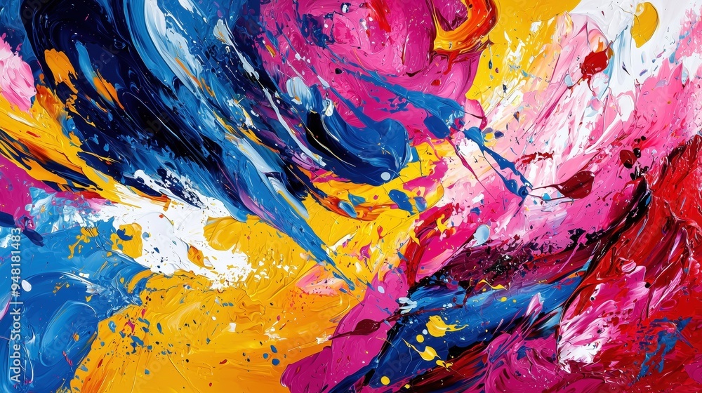 Canvas Prints Vibrant and Energetic Abstract Painting with Splashes of Colorful Expressions