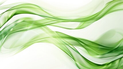 Obraz premium Abstract Green Waves on a White Background