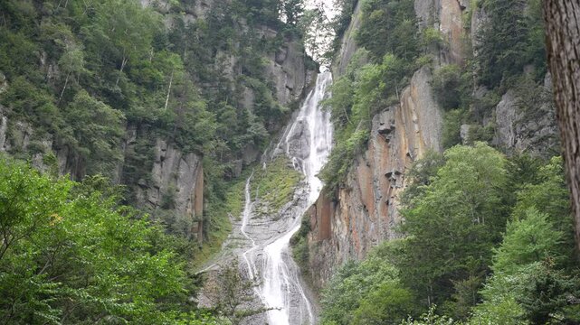 Ginga Waterfall in Sounkyo Gorge, Daisetsuzan National Park, Hokkaido, Japan	