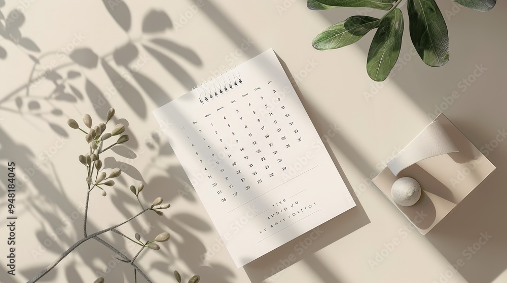 Fototapete experience a refined calendar month with a sophisticated design featuring a clean grid and elegant t
